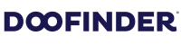 Texto "DOOFINDER" en azul oscuro, contexto de marca y tecnología de búsqueda avanzada.