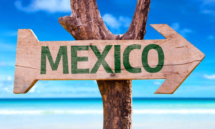 Mexico wood sign in a beach