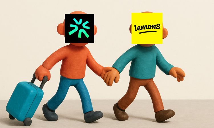 two people representing TikTok notes and lemon8 where lemon8 takes TikTok Notes with them