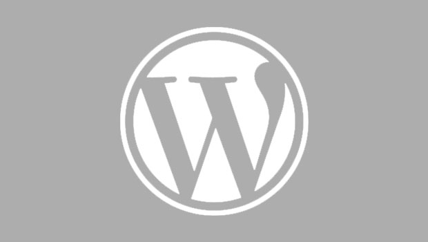 Logotipo de WordPress centrado, sobre fondo gris, evocando diseño web y gestión de contenido.
