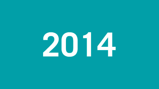 Número "2014" en blanco, centrado sobre un fondo azul. Ideal para campañas retros, tendencias o resúmenes de año en marketing.