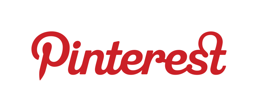 Logo de Pinterest en texto rojo sobre fondo blanco. Ideal para marketing digital y presencia en redes sociales.