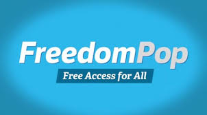 Texto grande "FreedomPop", subtítulo en blanco "Free Access for All" sobre fondo azul. Concepto de acceso gratuito en servicios digitales.