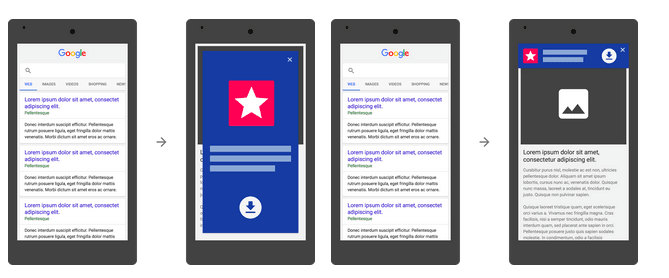 Google penalizará a sitios móviles con anuncios de instalación app