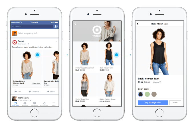 Ejemplo del formato de anuncio "Canvas" en Facebook