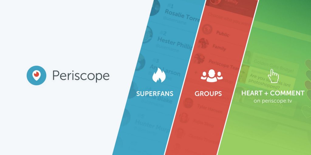 Superfans, grupos y Periscope.tv