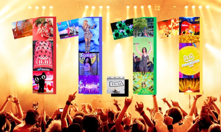 logo del 1111 de aliexpress sobre el fondo de un concierto