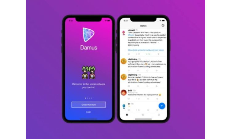 Landing page de Damus