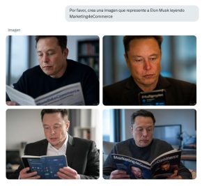 Un hombre lee un libro titulado "Marketing4eCommerce". Est&aacute; concentrado, en un entorno de oficina moderno con luz suave.