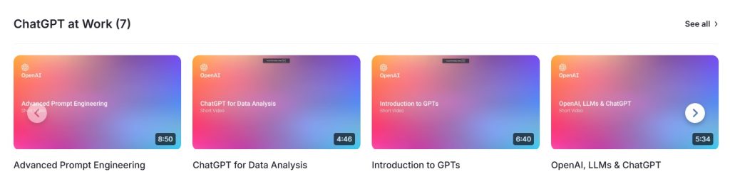 Cuatro miniaturas de videos sobre ChatGPT y aplicaciones en ingenier&iacute;a, an&aacute;lisis de datos y modelos de lenguaje.