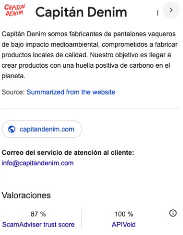 ficha de capitan denim en trustpilot