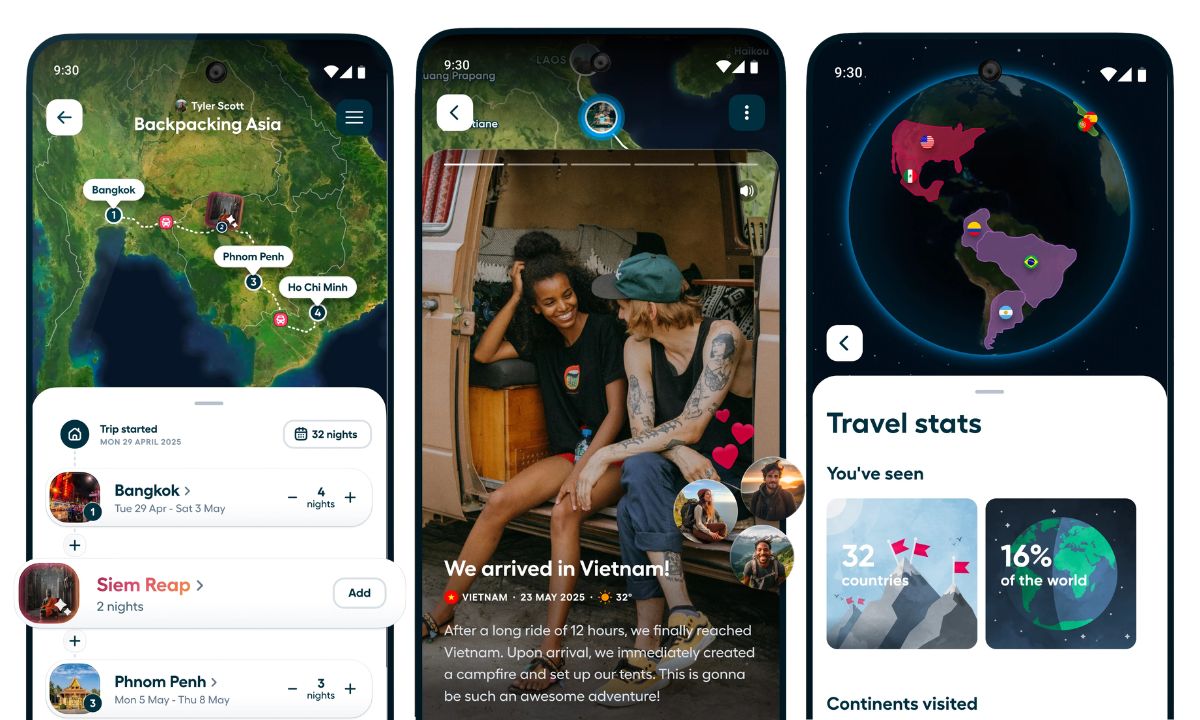capturas de pantalla del funcionamiento de polarsteps