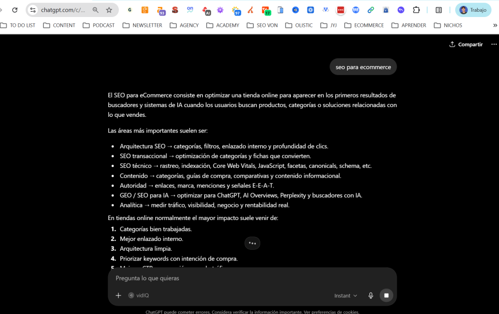 ChatGPT SEO para eCommerce