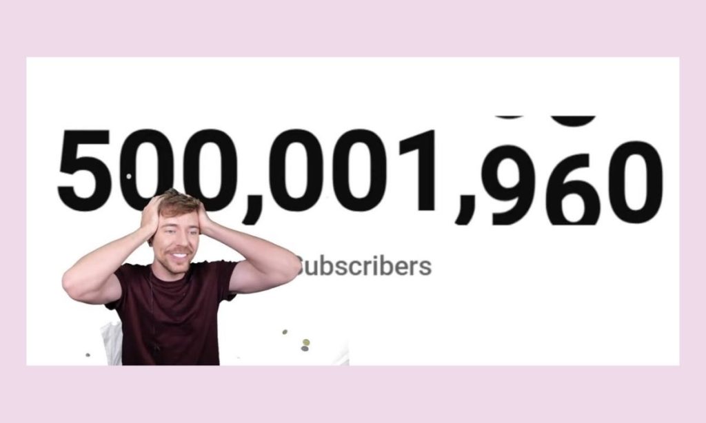 Captura de pantalla del vídeo en el que MrBeast reacciona a sus 500 millones de suscriptores