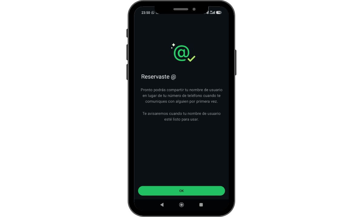 nombre de usuario reservado en whatsapp