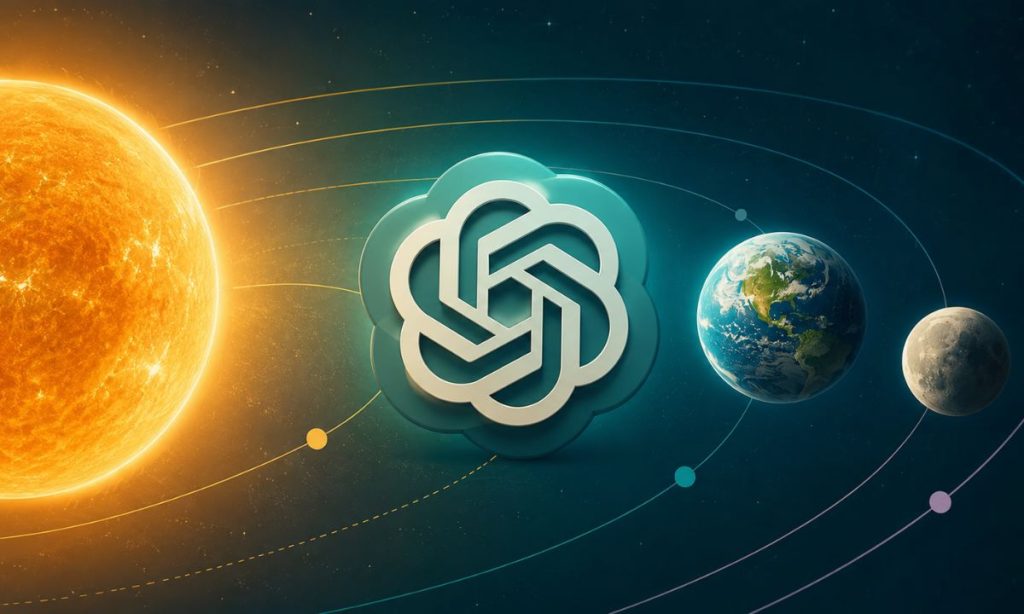 imagen generada con inteligencia artificial sobre el lanzamiento de GPT-5.6 y los nuevos niveles de modelos Sol, Terra y Luna