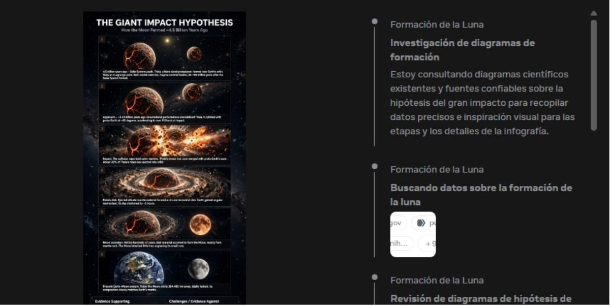 Muse Image de Meta generando una infograf&iacute;a a partir de informaci&oacute;n extra&iacute;da de la web.