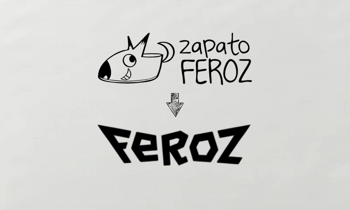 Imagen que muestra el logo antiguo de Zapato Feroz (arriba) y el logo nuevo de Feroz (abajo).