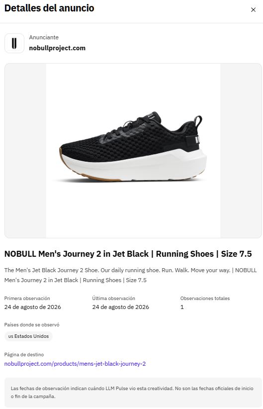 Ficha del anuncio de una zapatilla en gpt ads